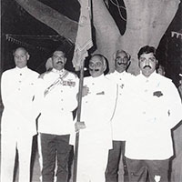 Brigadier Hari Singh with H.H. Maharaja Gaj Singh Ji Jodhpur during colour presentation of 61st Cavalry at Jaipur